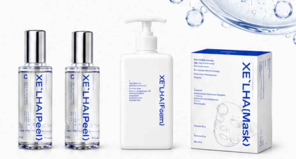 Two XE'LHA Peel bottles with XE'LHA Foam and Mask